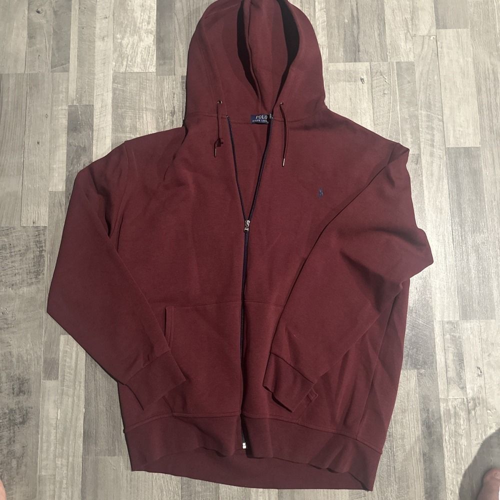 Polo Ralph Lauren Double Knit Full Zip Burgundy Hoodie Jacket Mens Big Tall 2XLT